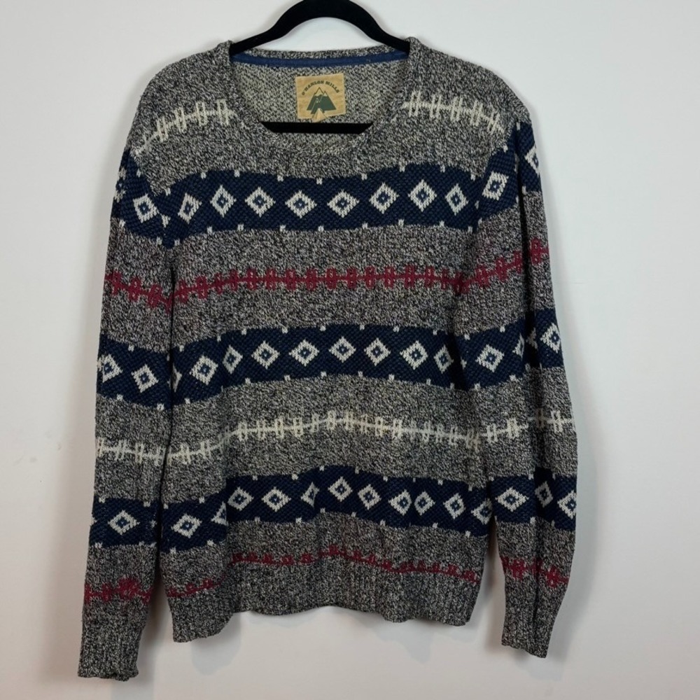 O'Hanlon Mills‎ Mens Skybreak Pattern Cotton Wool Grandpa Sweater MED Grunge 90s
